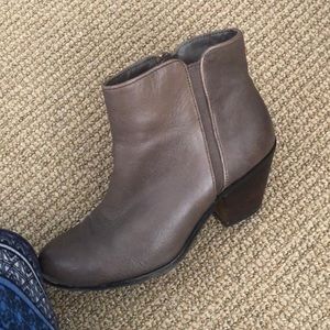 Grey leather boots